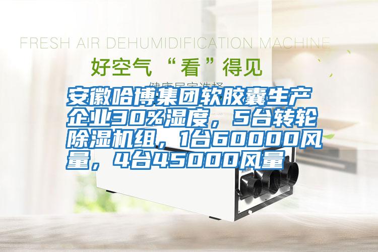 安徽哈博集團軟膠囊生產(chǎn)企業(yè)30%濕度，5臺轉(zhuǎn)輪除濕機組，1臺60000風量，4臺45000風量